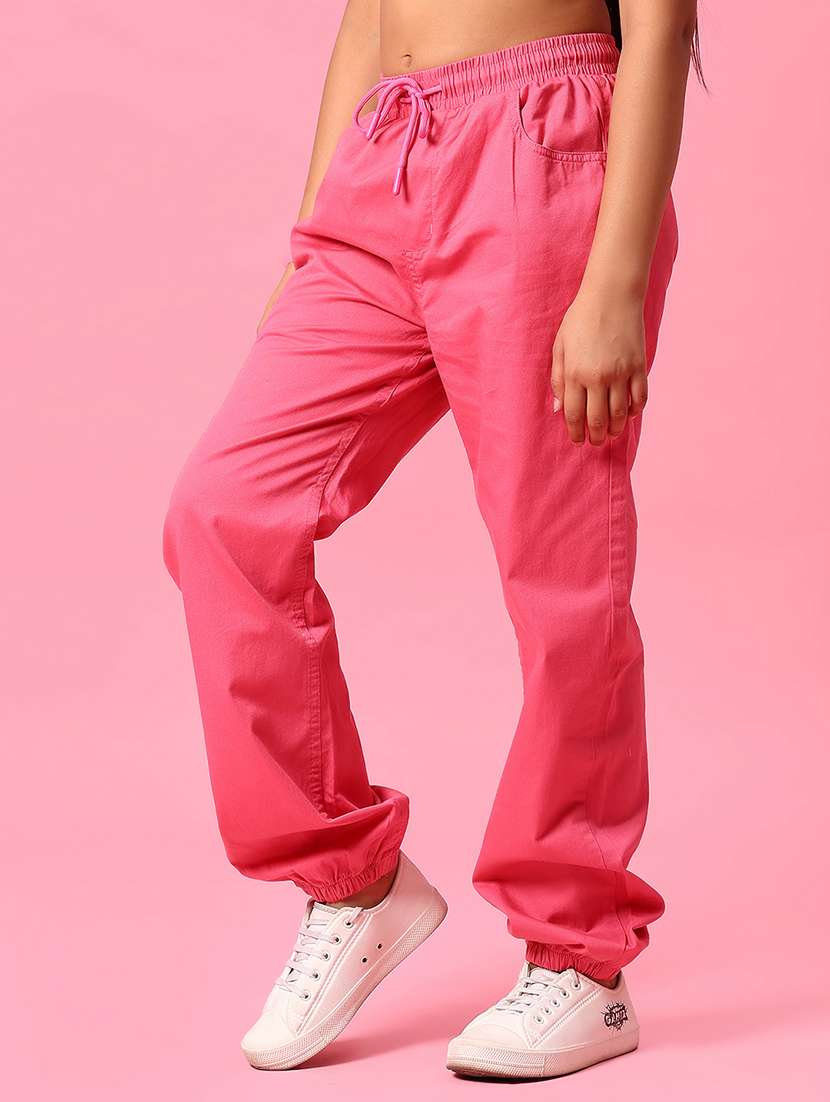 girls solid mid rise relaxed fit jogger - 22138016 -  Standard Image - 1
