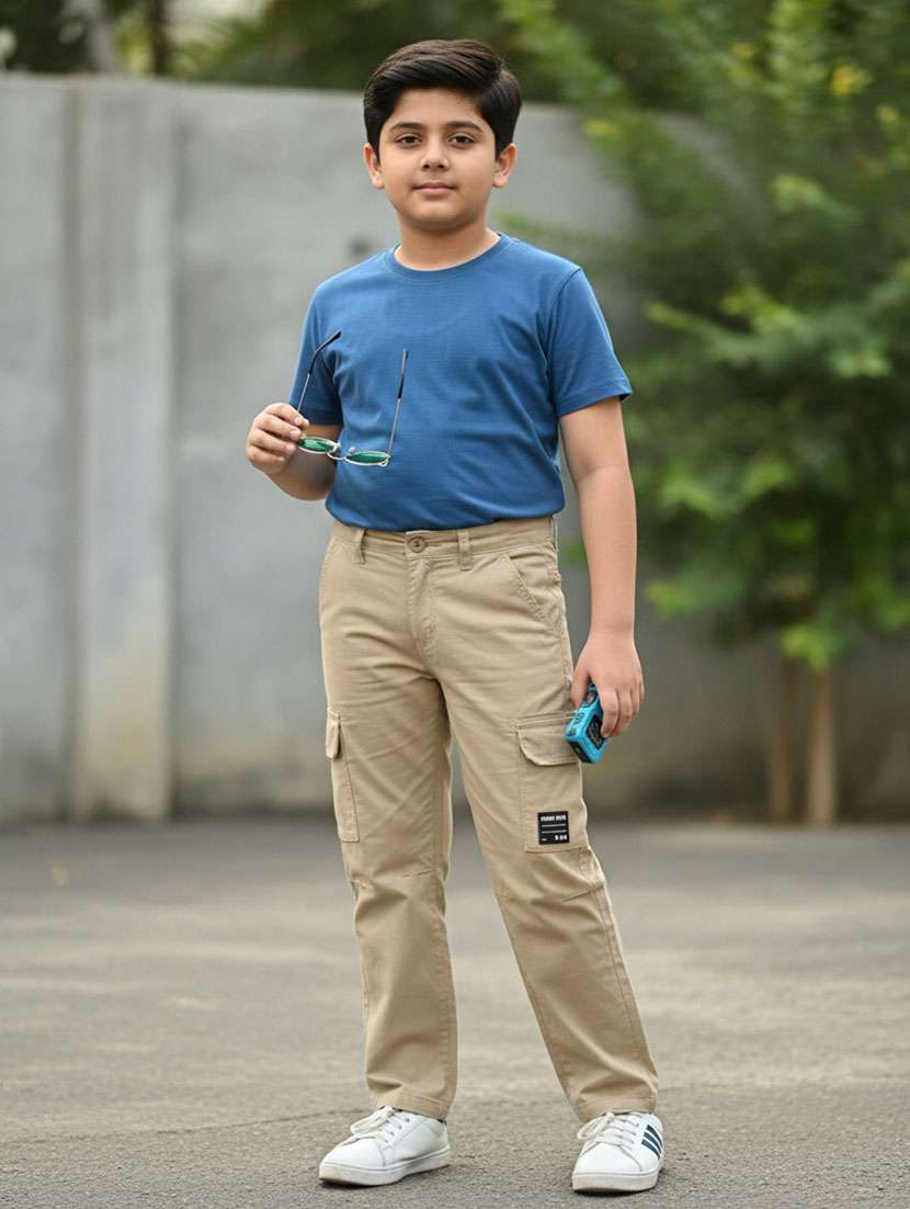 boys solid mid rise cargo