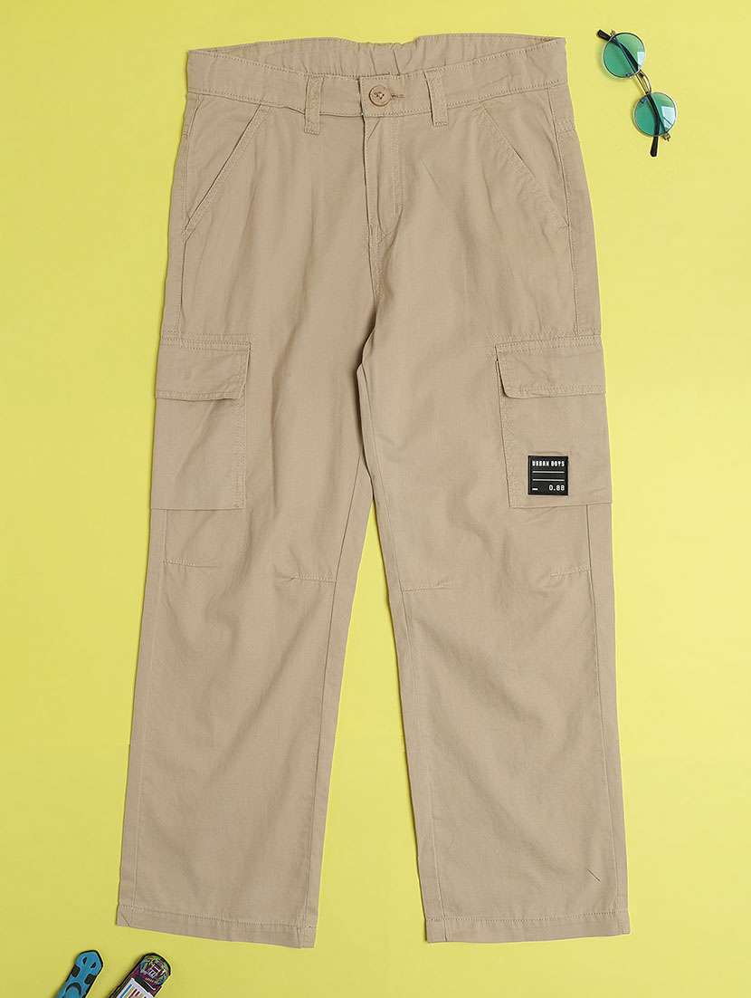 boys solid mid rise cargo - 22138046 -  Standard Image - 1