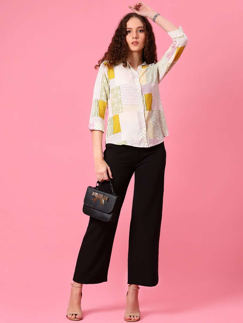 women printed collared three quarter sleeve shirt - 22138064 -  Standard Image - 4