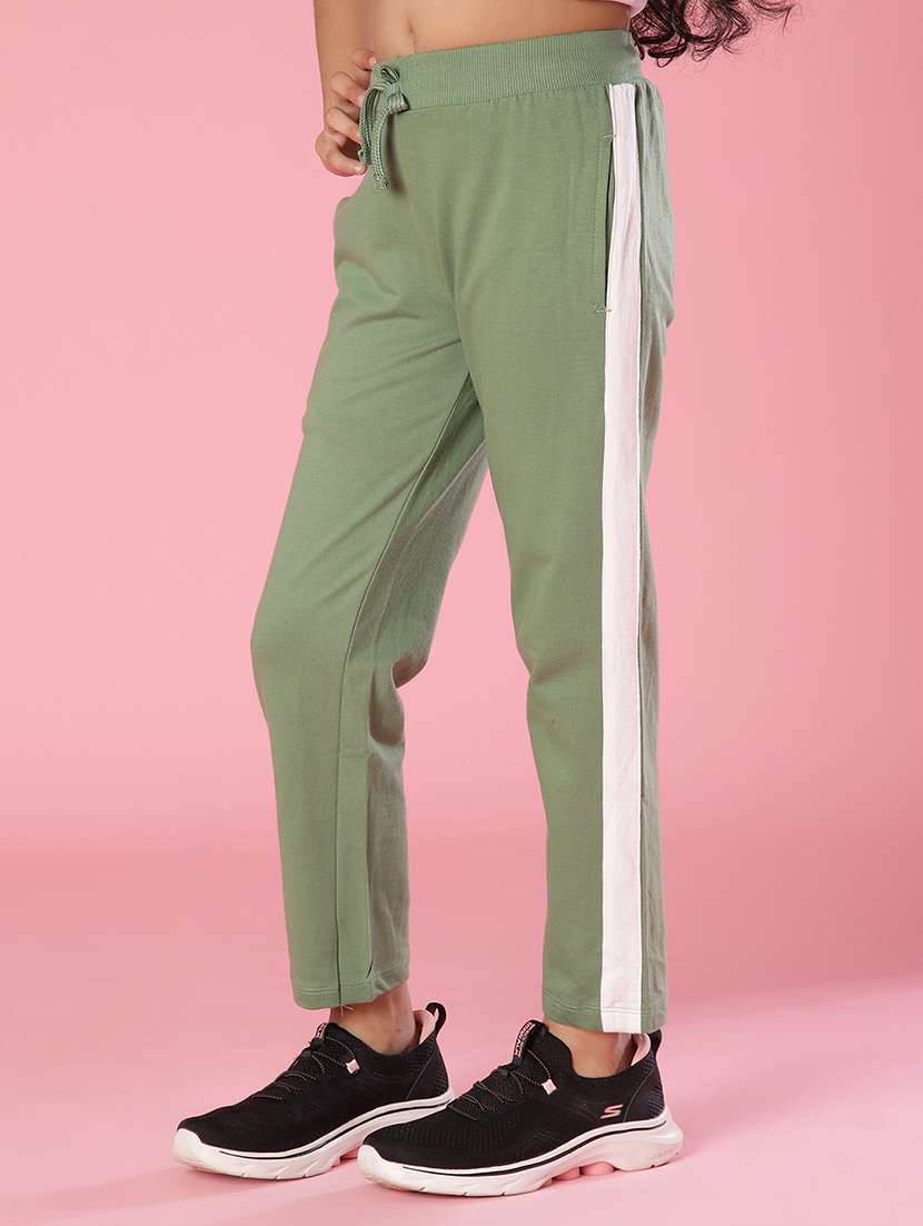 girls solid mid rise track pant - 22138066 -  Standard Image - 1