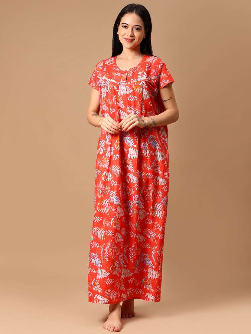 women printed short sleeve nighty - 22138082 -  Standard Image - 1