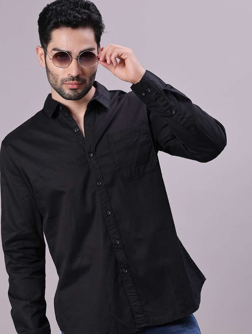 men solid long sleeve regualr fit casual shirt - 22138174 - Zoom Image - 0