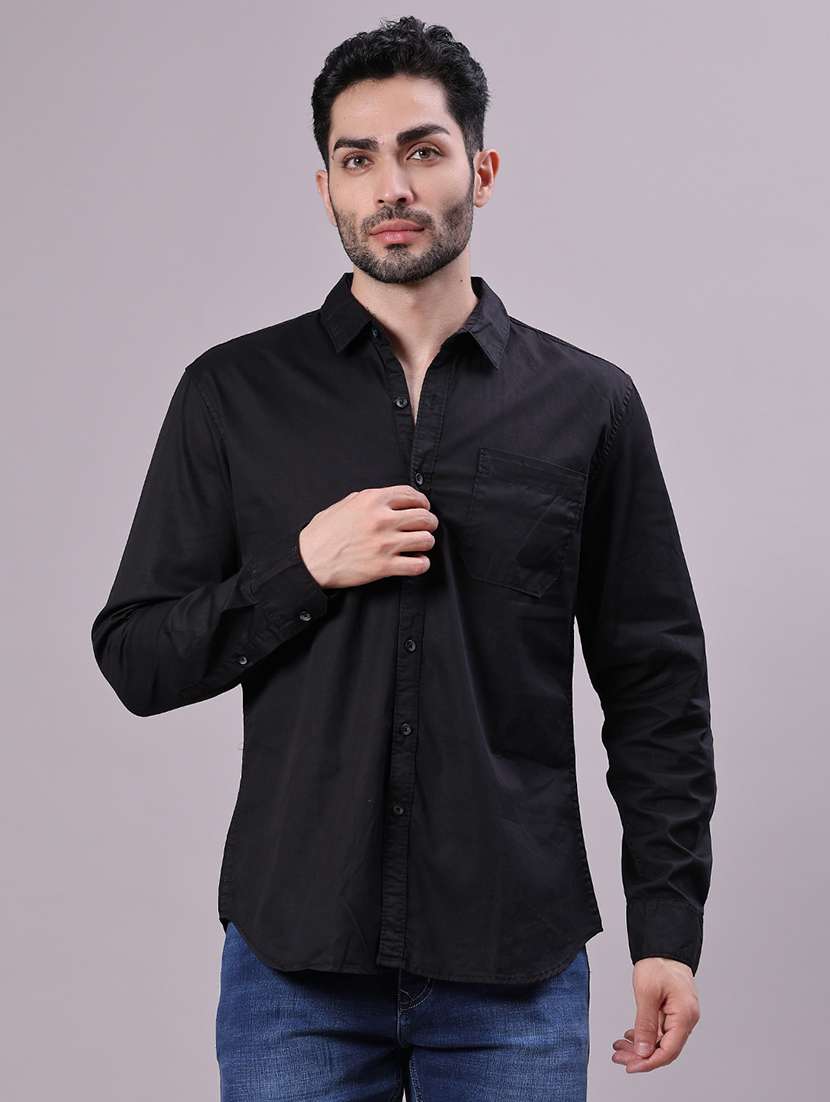 men solid long sleeve regualr fit casual shirt - 22138174 - Standard Image - 1