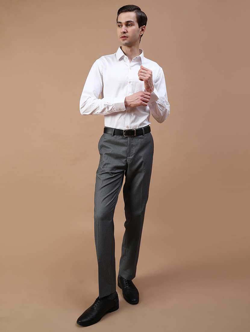men solid mid rise flat front formal trouser - 22138192 -  Standard Image - 4