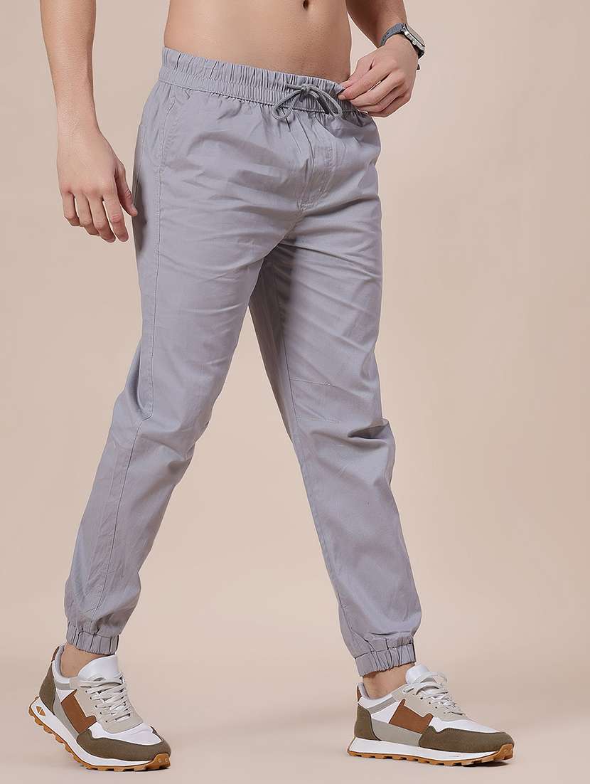 men solid mid rise regular fit jogger - 22138201 -  Standard Image - 1