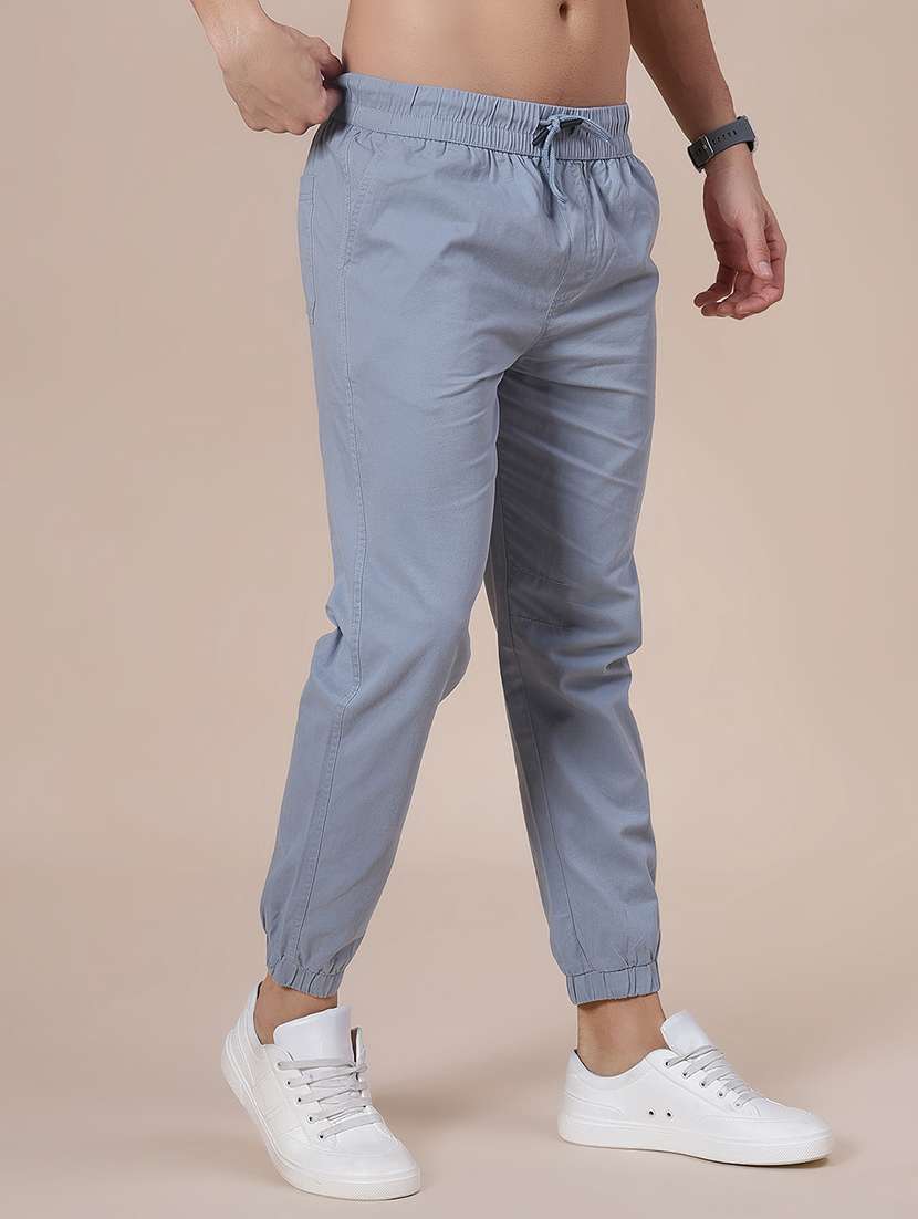 men solid mid rise regular fit jogger - 22138202 -  Standard Image - 1