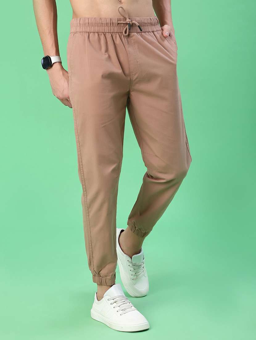 men solid mid rise regular fit jogger - 22138204 -  Standard Image - 1