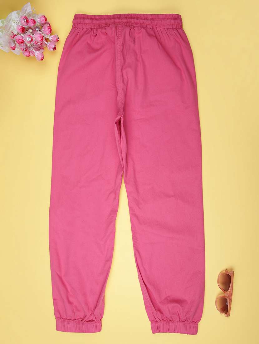 girls solid mid rise relaxed fit jogger - 22138243 -  Standard Image - 1