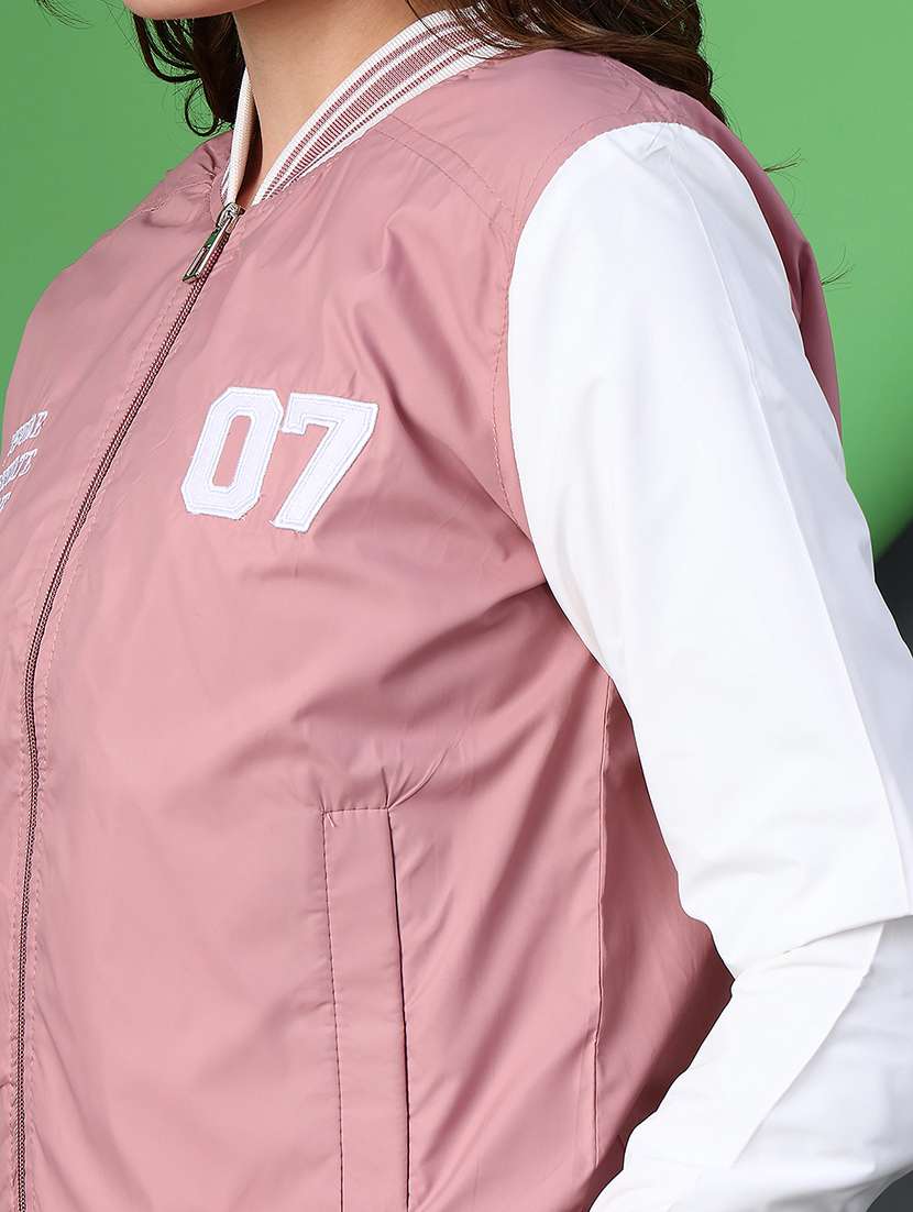 women color blocked long sleeve varsity jacket - 22138310 -  Standard Image - 4