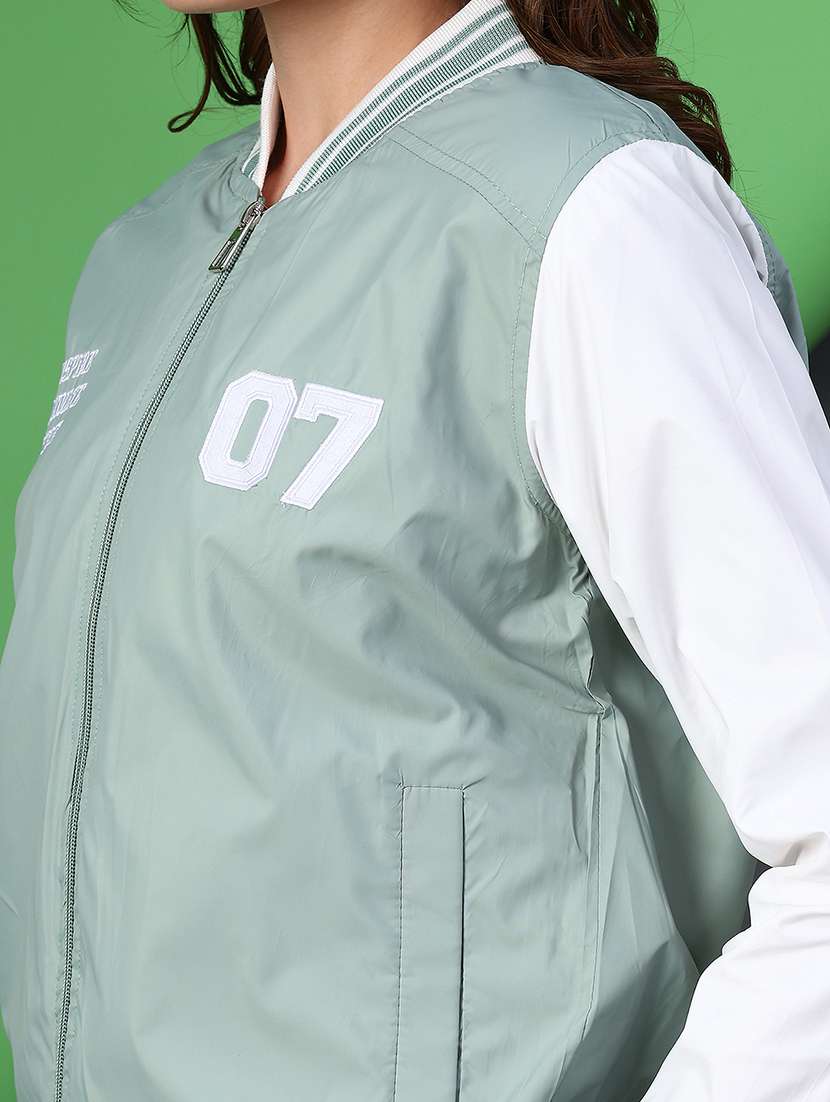 women color blocked long sleeve varsity jacket - 22138312 -  Standard Image - 4