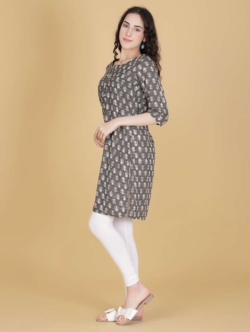 women printed three quarter sleeve straight kurta - 22138334 -  Standard Image - 1