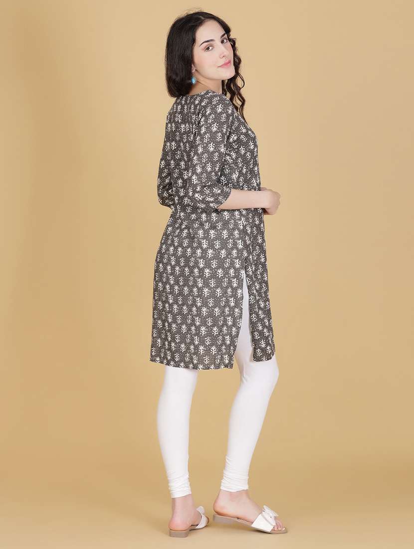 women printed three quarter sleeve straight kurta - 22138334 -  Standard Image - 4