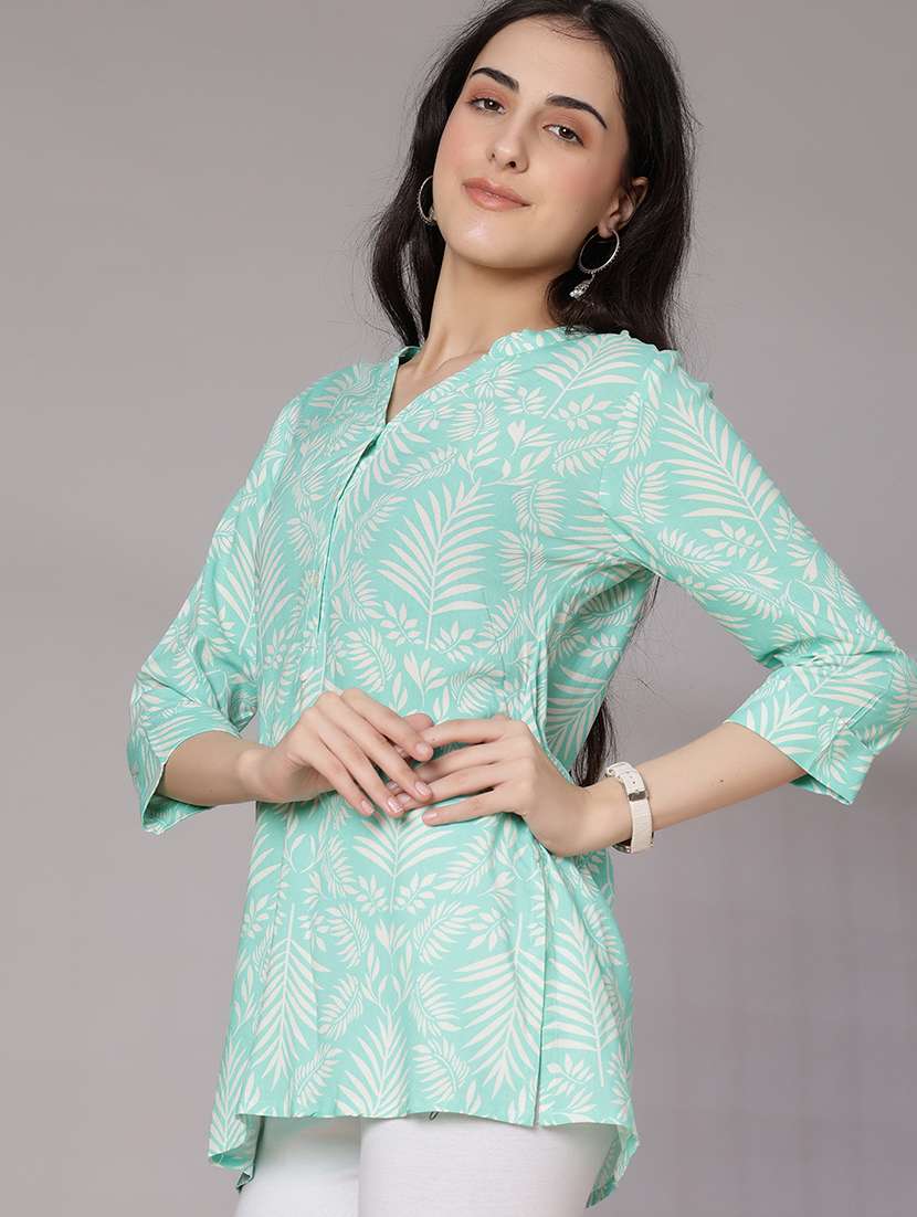 women printed three quarter sleeve straight kurti - 22138383 -  Standard Image - 1