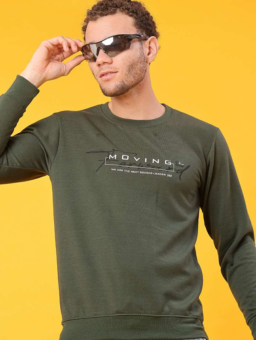 men chest print long sleeve regular fit sweatshirt