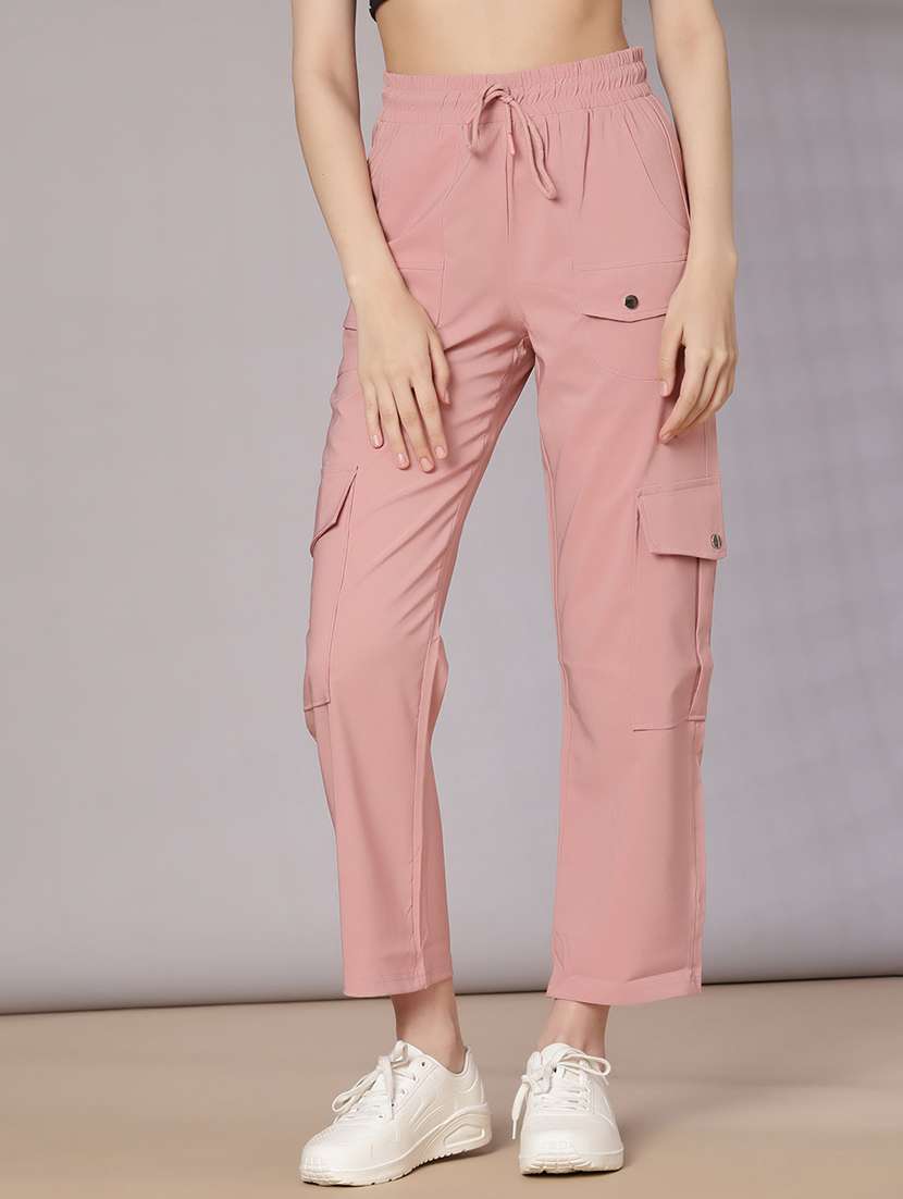 women solid mid rise regular fit cargo - 22138598 -  Standard Image - 1