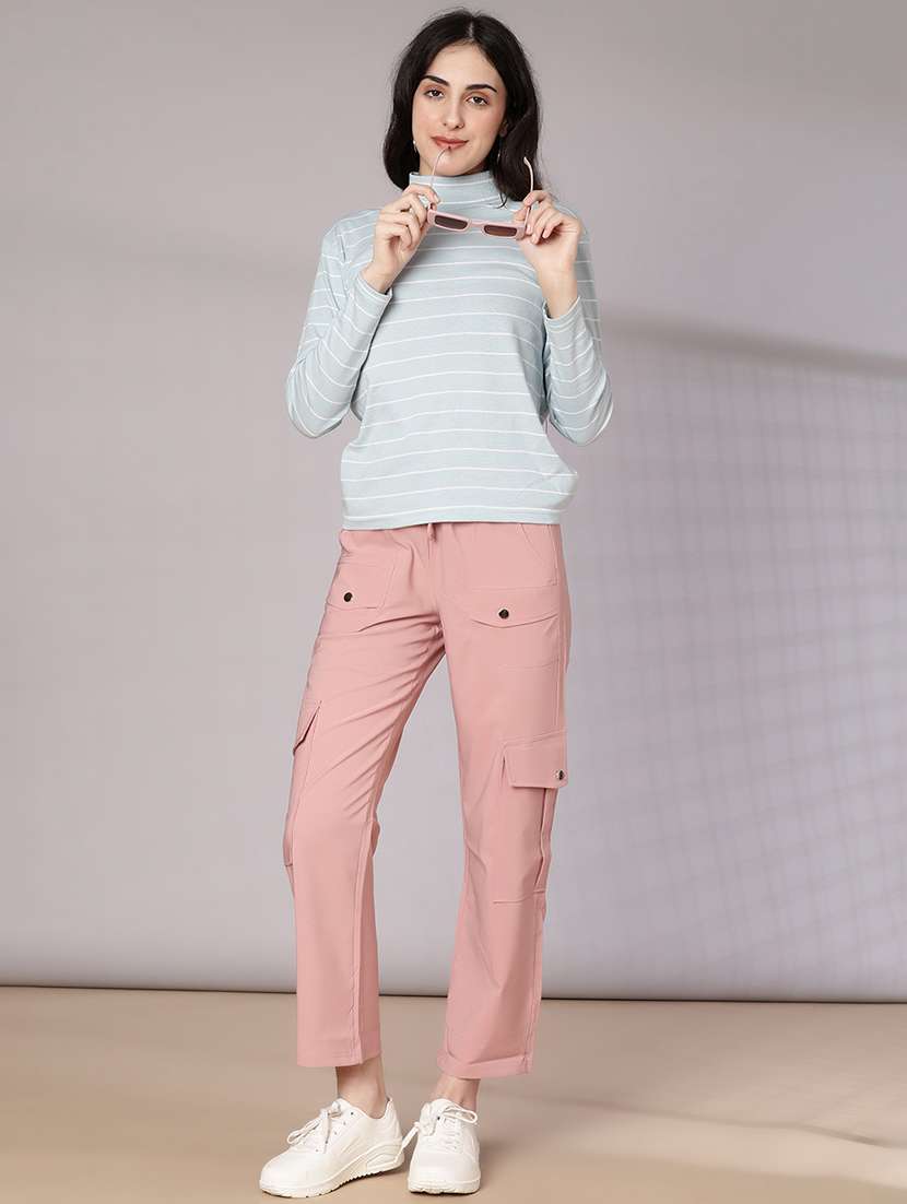 women solid mid rise regular fit cargo - 22138598 -  Standard Image - 4