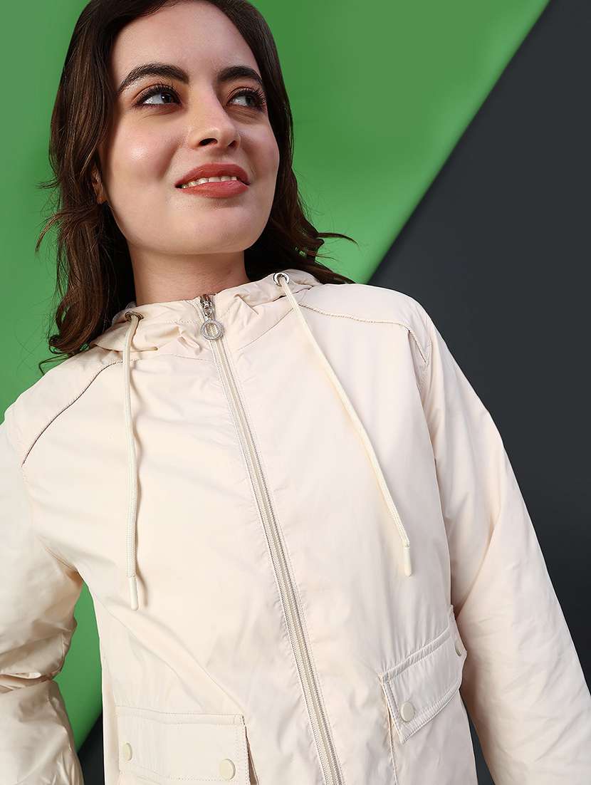 women solid long sleeve hooded quilted jacket - 22138621 -  Standard Image - 1