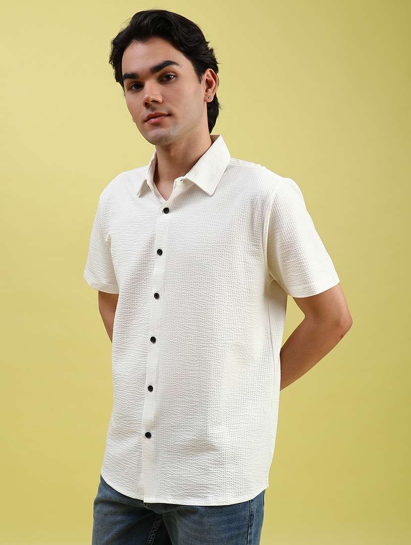 men solid short sleeve regular fit casual shirt - 22138800 -  Standard Image - 1