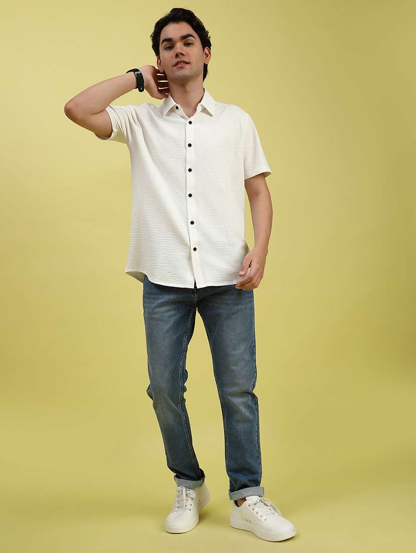 men solid short sleeve regular fit casual shirt - 22138800 -  Standard Image - 4