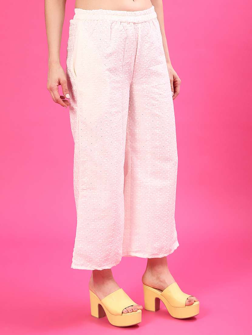 Women Embroidered Mid Rise Straight Palazzo - 22138916 -  Standard Image - 1