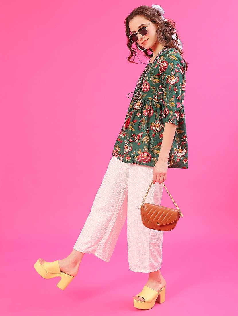 Women Embroidered Mid Rise Straight Palazzo - 22138916 -  Standard Image - 4