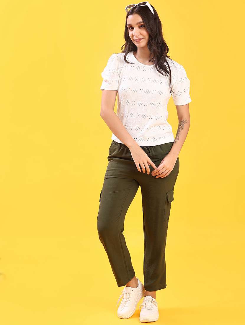 women solid mid rise regular fit cargo - 22139018 -  Standard Image - 4