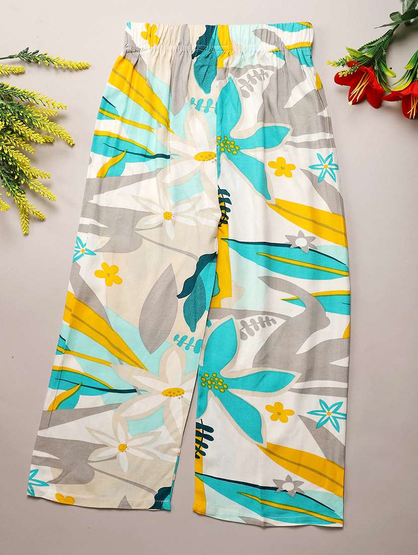 girl white cotton blend palazzo trouser - 22139192 -  Standard Image - 1