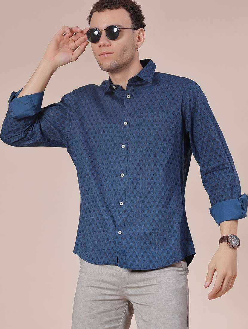 men printed long sleeve regualr fit casual shirt - 22139316 - Zoom Image - 0