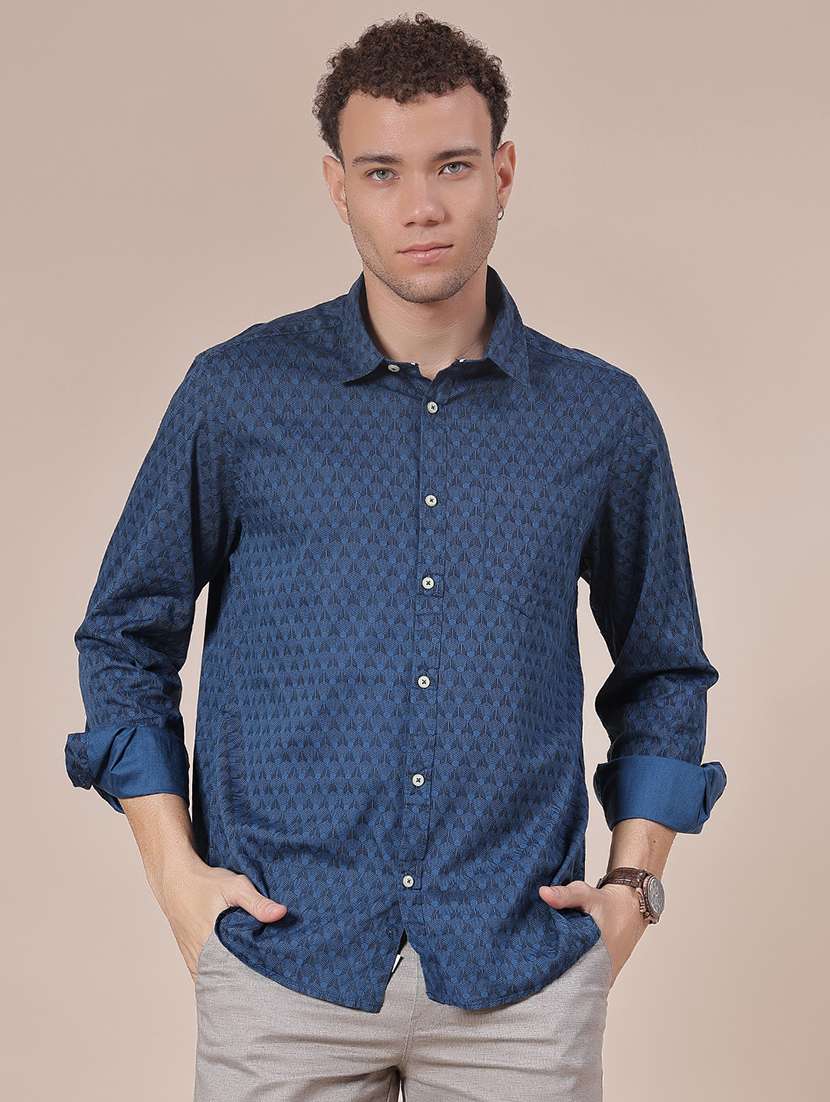 men printed long sleeve regualr fit casual shirt - 22139316 - Standard Image - 1