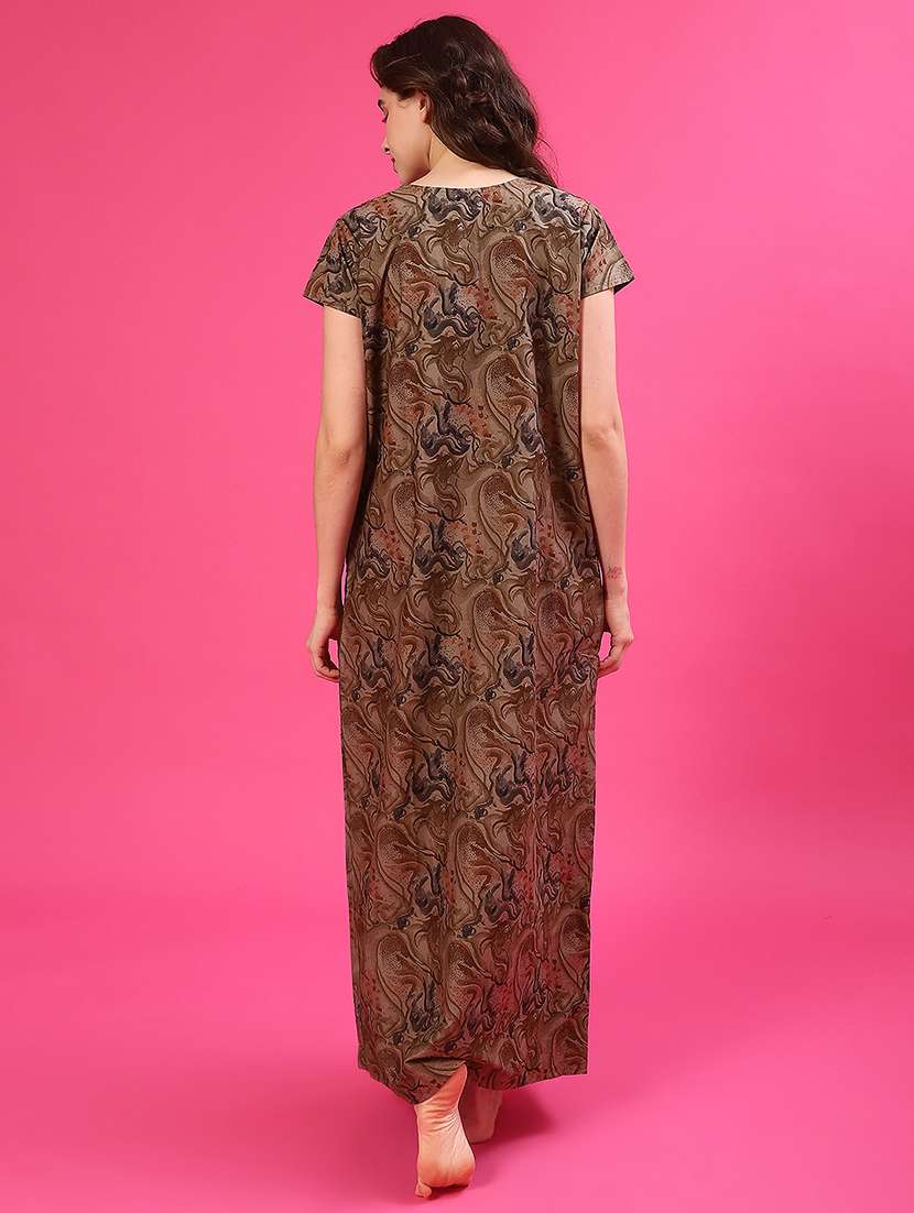women printed short sleeve nighty - 22139369 -  Standard Image - 4
