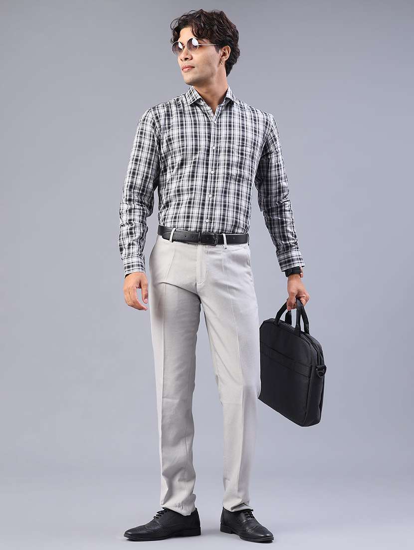 men solid mid rise flat front formal trouser - 22139426 -  Standard Image - 4