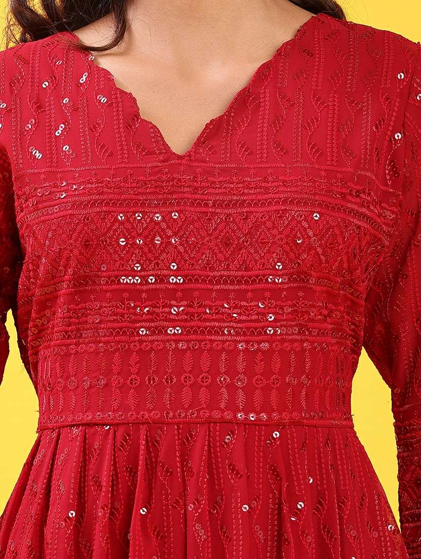 women embroidered long sleeve kurta and pant set - 22139550 -  Standard Image - 4