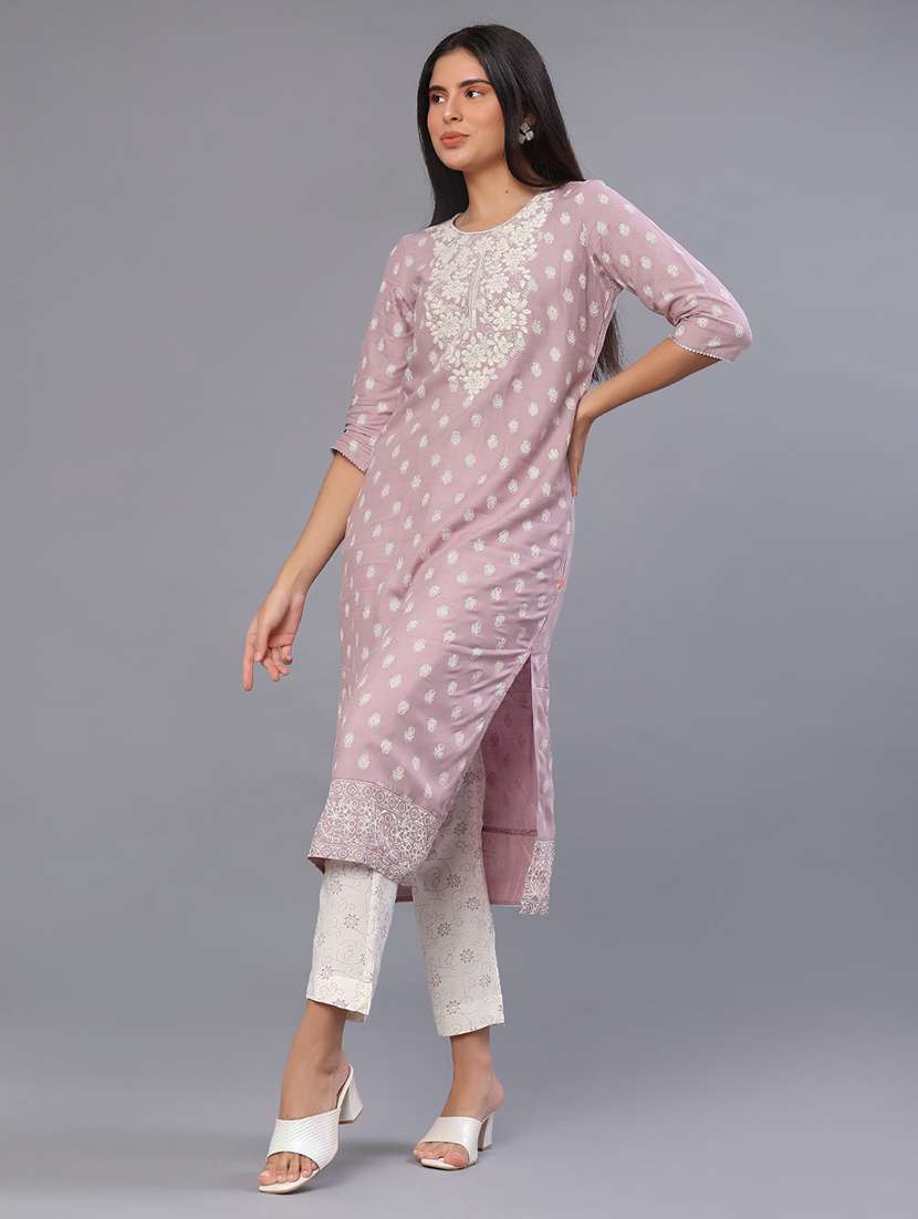 women embroidered kurta and pant set - 22139618 -  Standard Image - 1