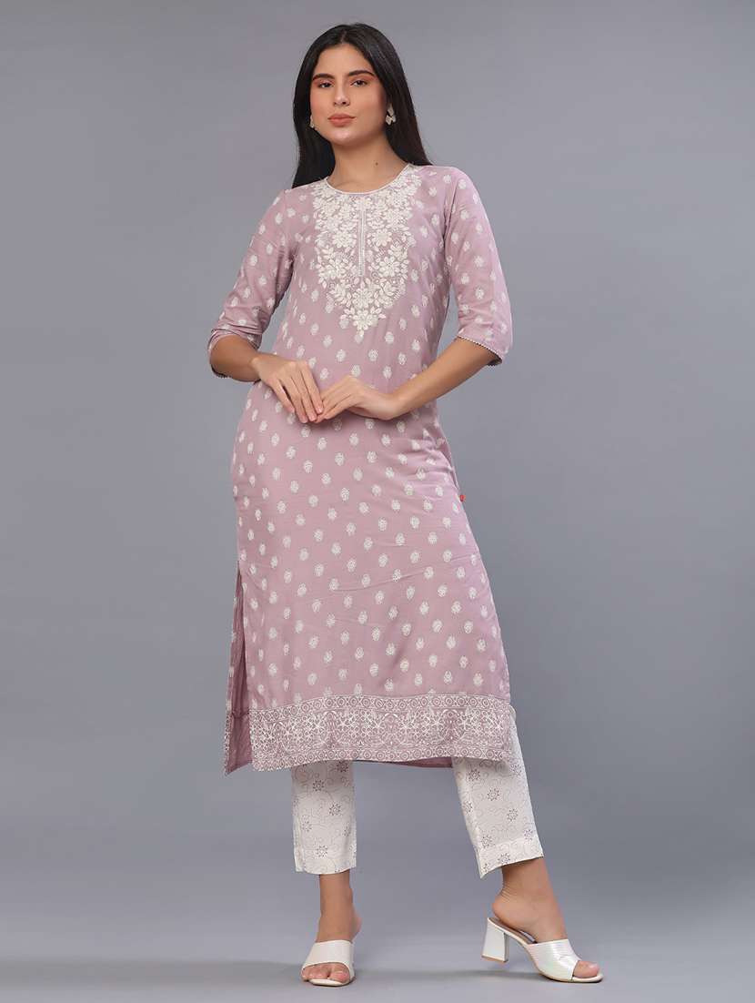 women embroidered kurta and pant set - 22139618 -  Standard Image - 4