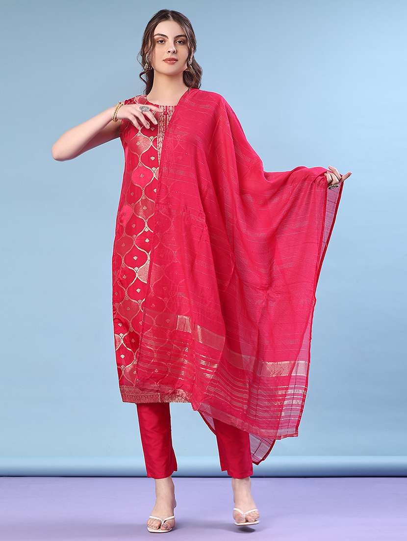 women self design sleeveless kurta pant with dupatta set - 22139655 -  Standard Image - 1