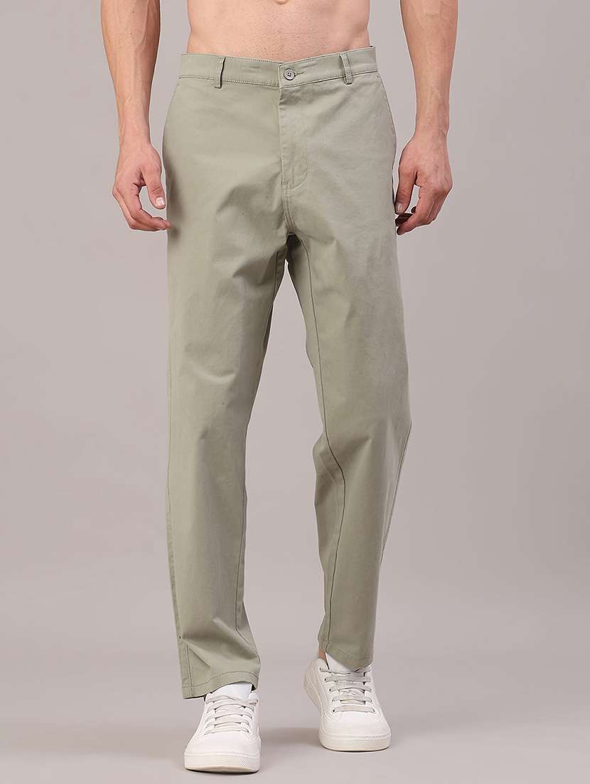 men solid mid rise casual chino