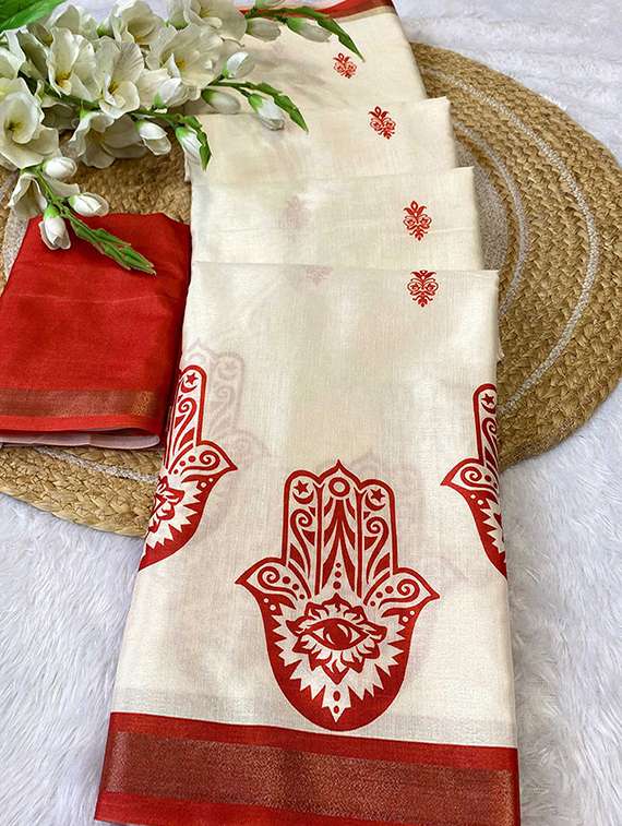 women printed casual wear saree with blouse - 22140050 -  Standard Image - 4