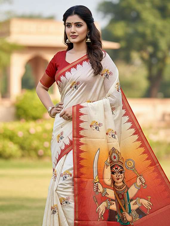 women printed casual wear saree with blouse - 22140052 -  Standard Image - 1