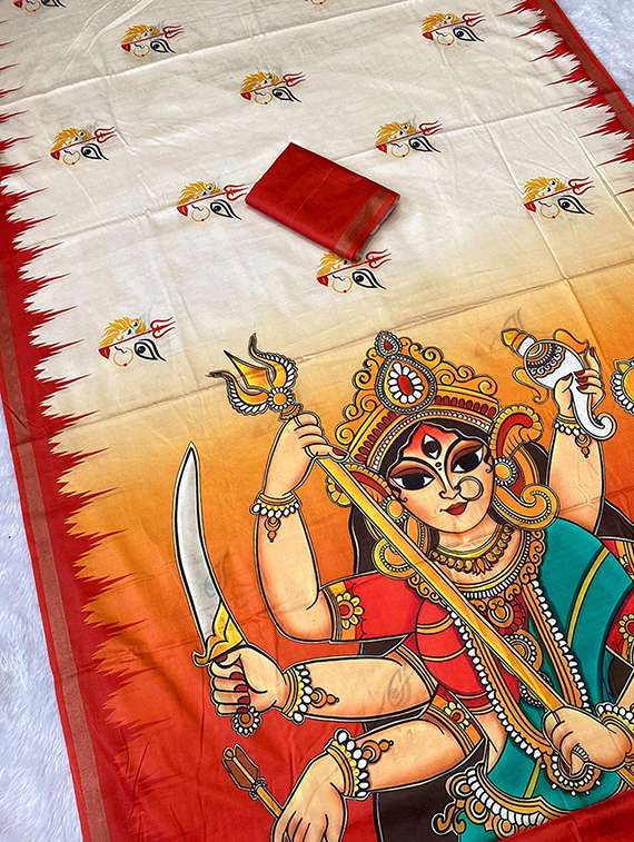 women printed casual wear saree with blouse - 22140052 -  Standard Image - 4