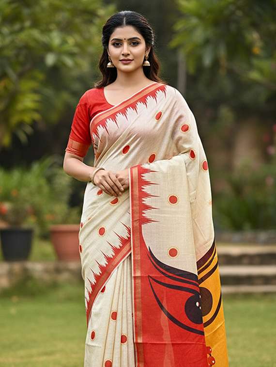 women printed casual wear saree with blouse - 22140053 -  Standard Image - 1