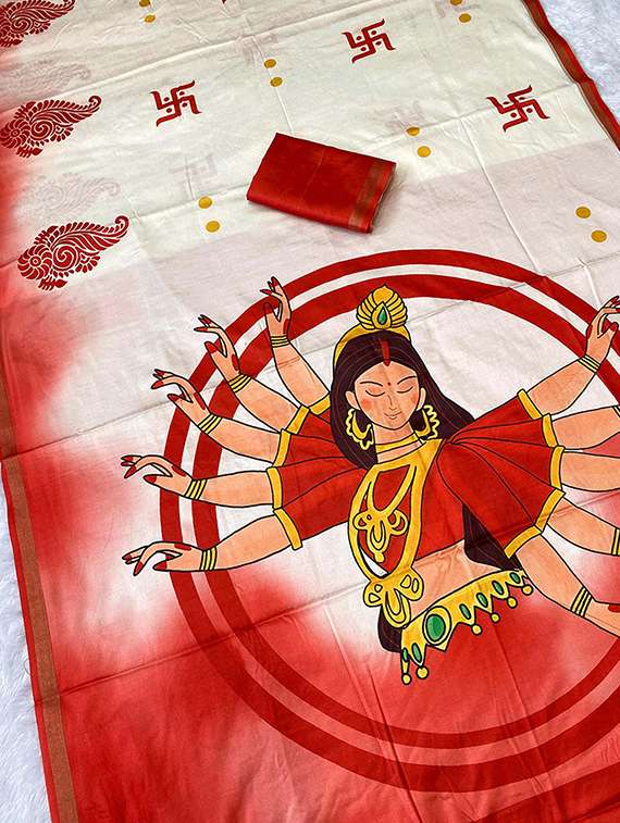 women printed casual wear saree with blouse - 22140054 -  Standard Image - 4