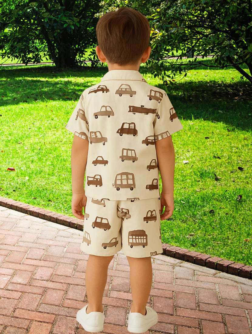 boys printed shirt and shorts co-ord set - 22140182 -  Standard Image - 1