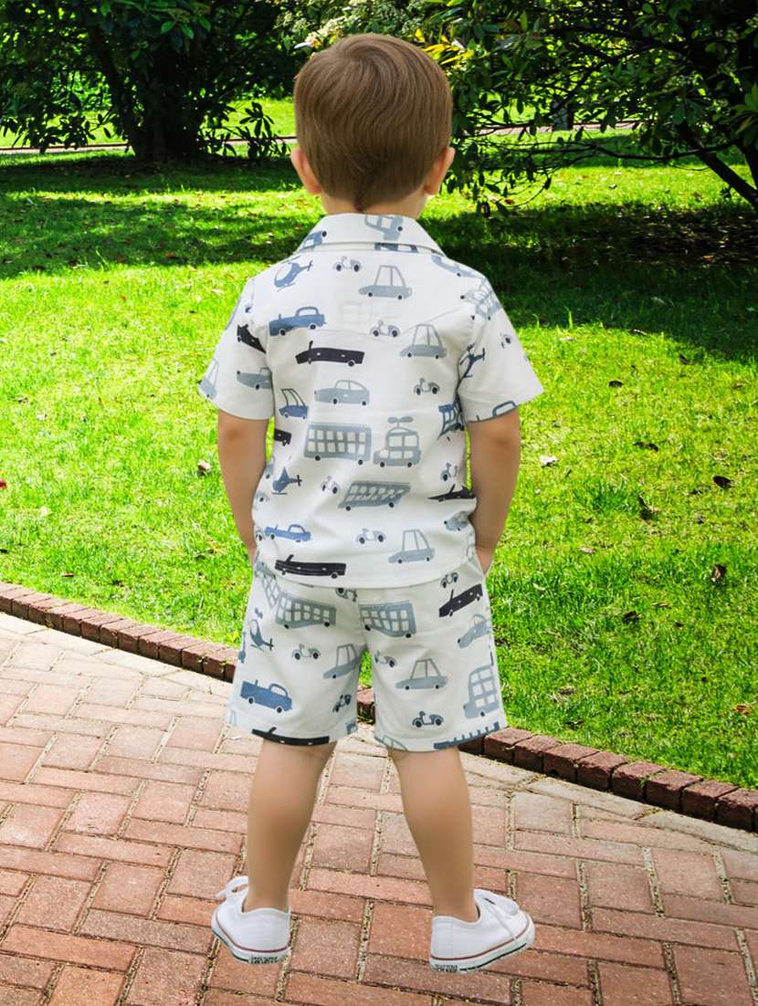 boys printed shirt and shorts co-ord set - 22140183 -  Standard Image - 1