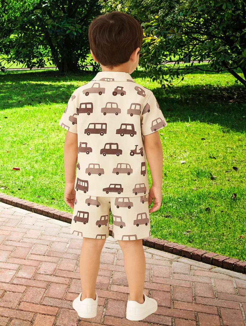 boys printed shirt and shorts co-ord set - 22140184 -  Standard Image - 1