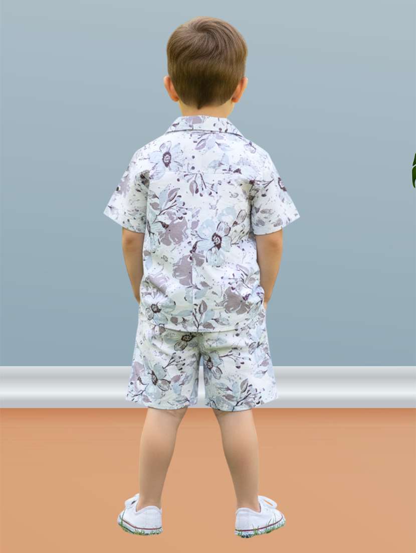 boys printed shirt and shorts co-ord set - 22140185 -  Standard Image - 1