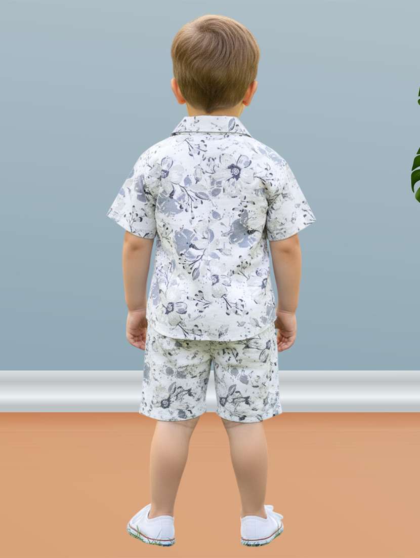 boys printed shirt and shorts co-ord set - 22140186 -  Standard Image - 1