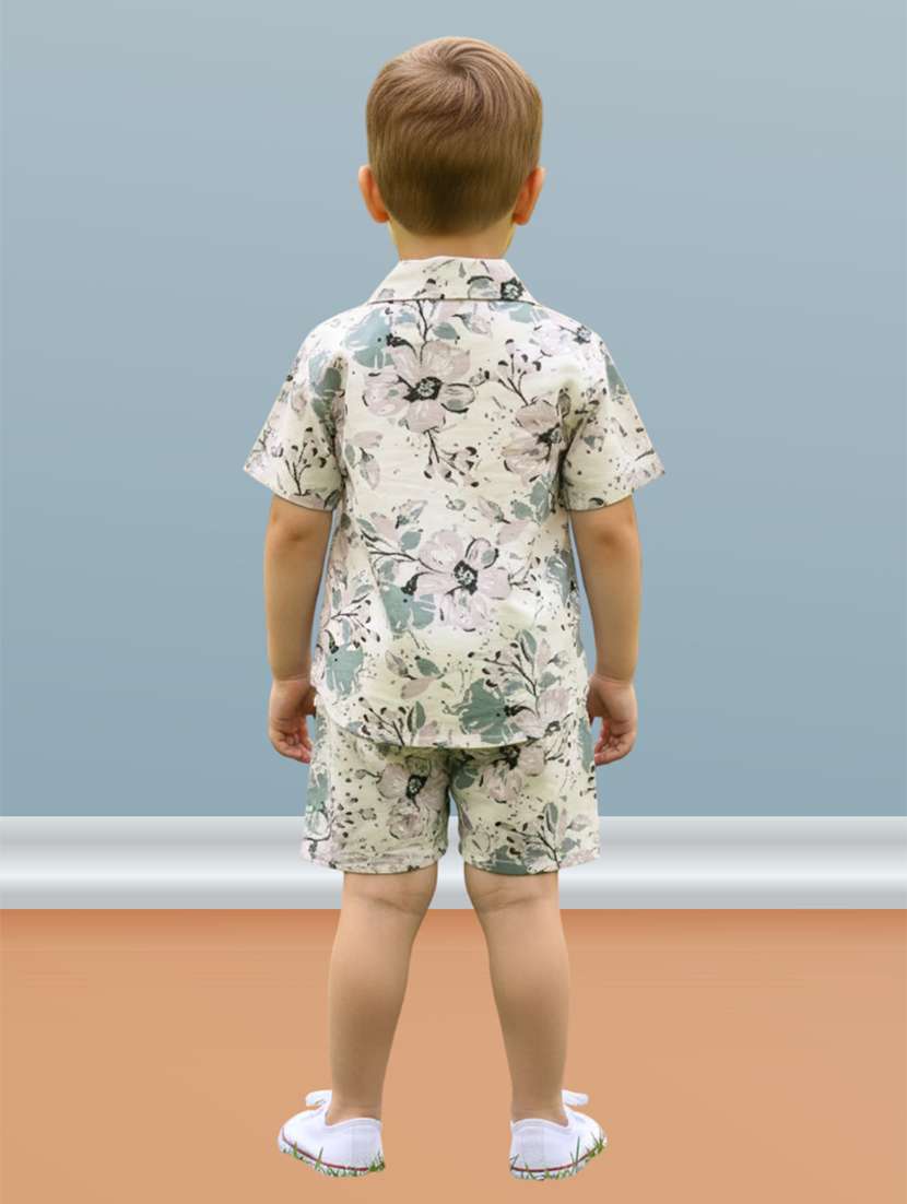 boys printed shirt and shorts co-ord set - 22140187 - Standard Image - 1