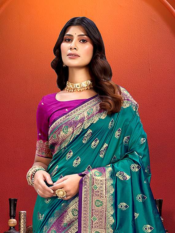 women self design banarasi saree with blouse - 22140203 -  Standard Image - 1