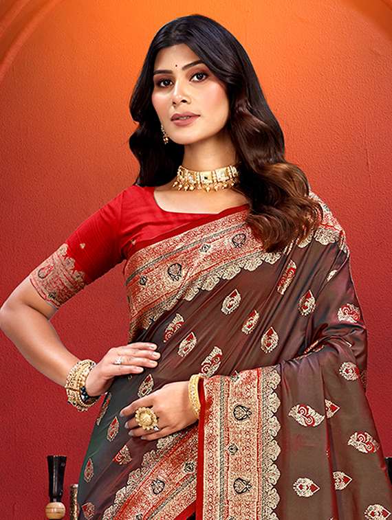 women self design banarasi saree with blouse - 22140205 -  Standard Image - 1